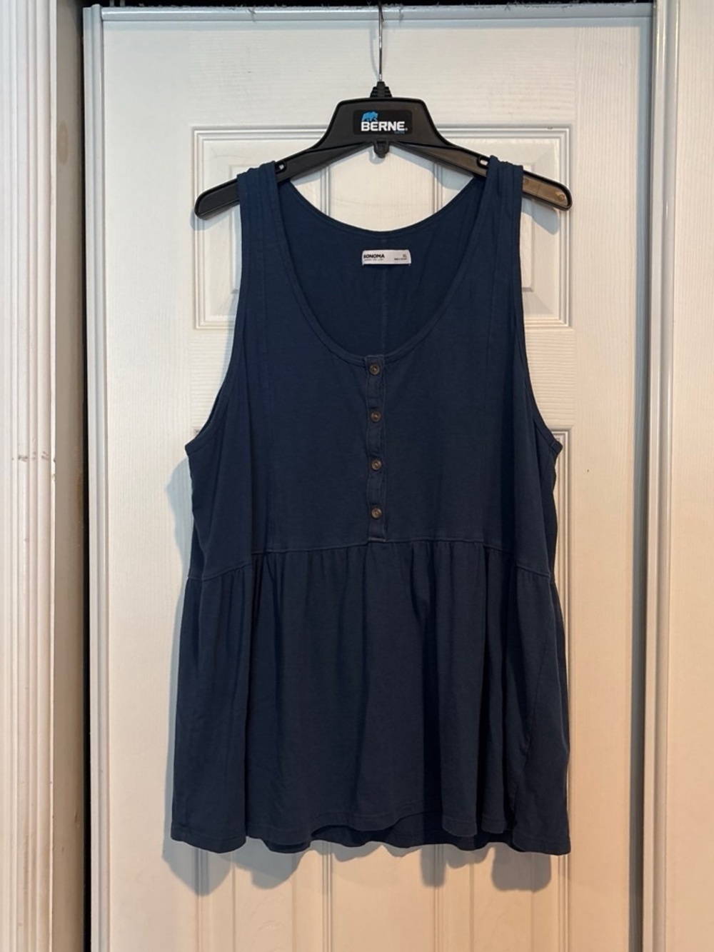 Sonoma Navy Button-Front Peplum Tank